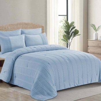 مفرش شتوى مزدوج سادة  لون ازرق مقاس مفرد ومزدوج