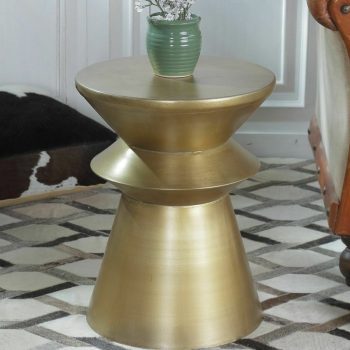 طاولة نحاسية دائرية 36X36X45, طاولة ديكور جانبية, اكسسوار نحاسي