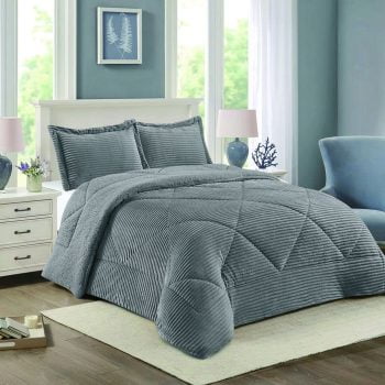 مفرش شتوى جاكار سادة متعدد المقاسات لون رمادي فاتح